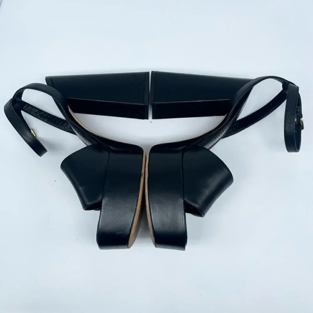 Louis Vuitton Black Leather LV logo embellished Shake Platform sandals EU 38